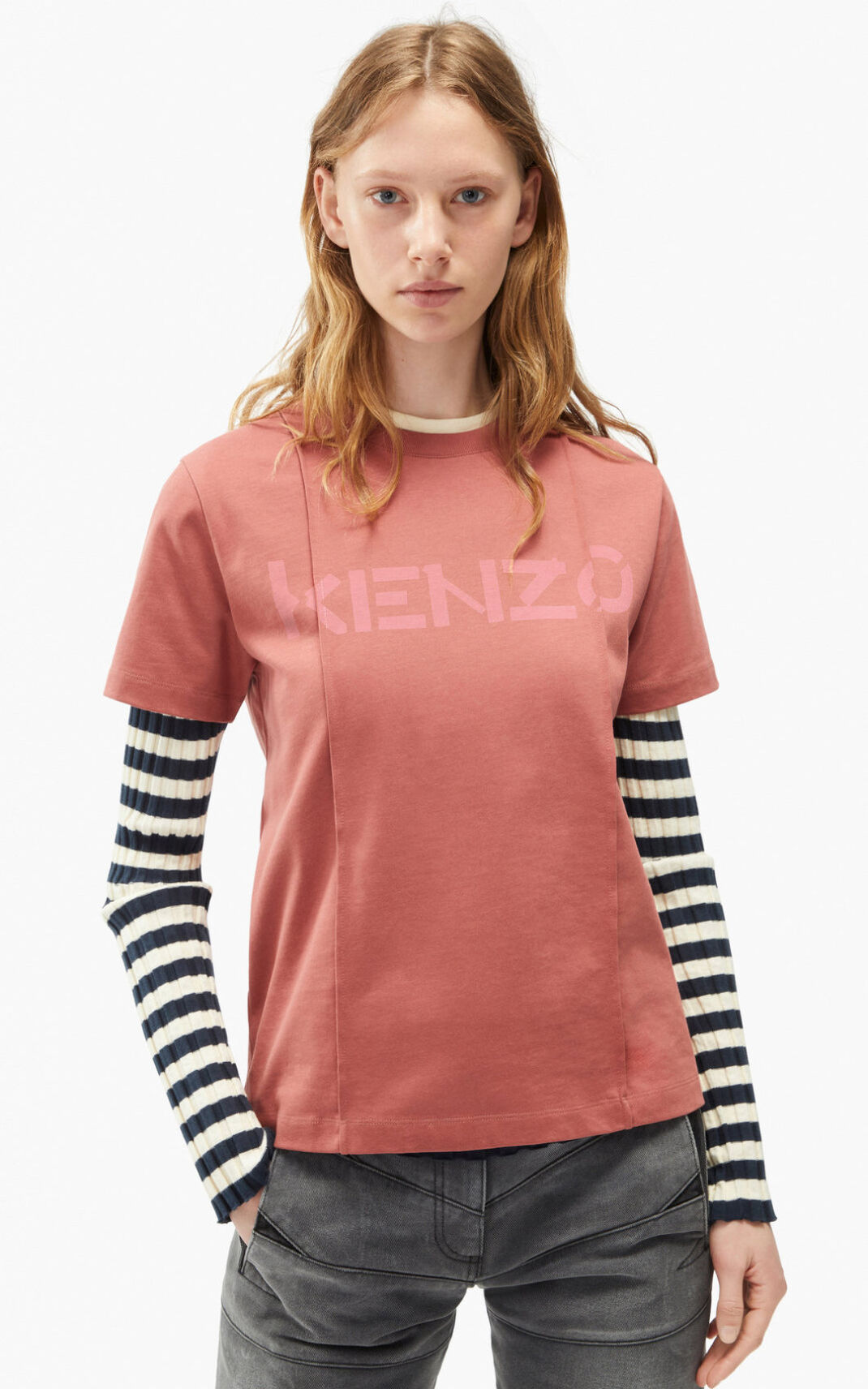 T Shirt Kenzo Femme Logo loose fitting Rose Foncé JUYSA-0439